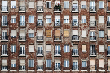 Facade of a Soviet-era building in central Budapest