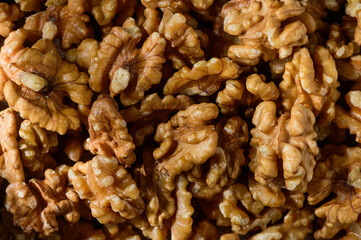 closeup of shelled organic walnut halves