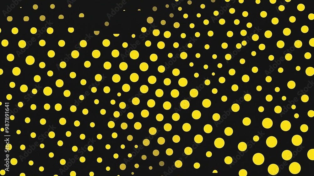 Aufkleber a black and yellow background with many small yellow dots. the dots are scattered all over the backg