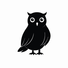 a black silhouette of an owl. vector silhouette 
