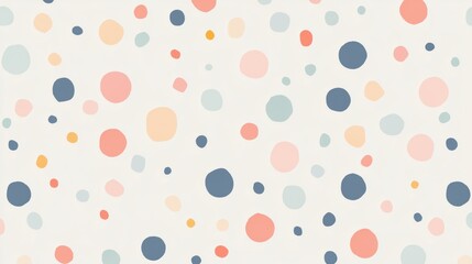 A colorful pattern of small circles is displayed on a white background. The circles are of various sizes and colors, creating a playful and vibrant atmosphere. Concept of fun and creativity