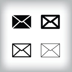 Simple mail icon set. 4 Different thickness and flat post designs. Communication and network icon.