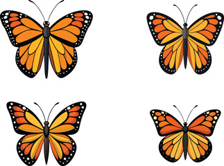 set of butterflies isolated