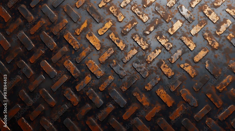 Aufkleber the image is of a rusted metal surface with a pattern of squares and triangles