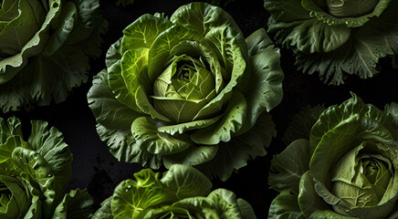 Obraz premium The lettuce looks incredibly natural against a bright, clear and realistic background, dark background