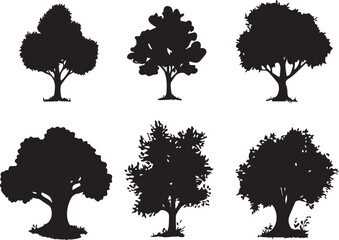 Set Trees. Hand drawn vector illustration	