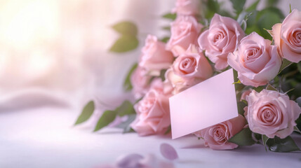 A bouquet of pink roses with a Best Mom card on a soft lavender background, symbolizing Mother's Day.