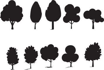Set Trees. Hand drawn vector illustration	
