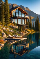 Fototapeta premium stunning landscape featuring luxurious lodging exceptional amenities picturesque setting, accommodation, luxury, nature, resort, views, travel