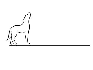 Howling wolf or dog - vector stylized image for logo or pictogram. Howling dog for icon or sign