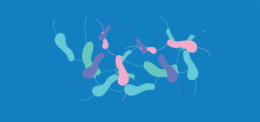 Coronavirus 2019-nCoV. Coronavirus 2019-nCoV outbreak. Virus cells on colorful background.