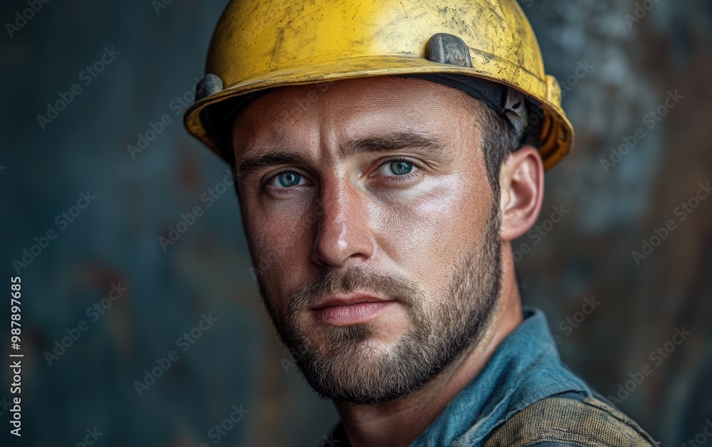 Wall mural worker. construction. people on work