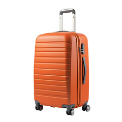 Luggage, Orange suitcase on white isolated background. 3d 
