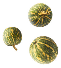 Fresh pumkin falling in the air isolated on white backgroun