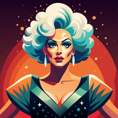 Fototapeta premium Drag Queen, LGBTQ+ Pride and Entertainment Concept Vector Art
