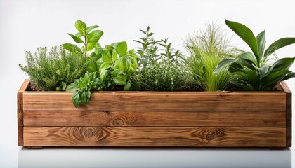 herbs in a wooden box