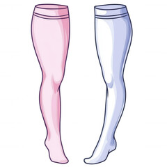 Stylish pink and white stockings, isolated on transparent or white background