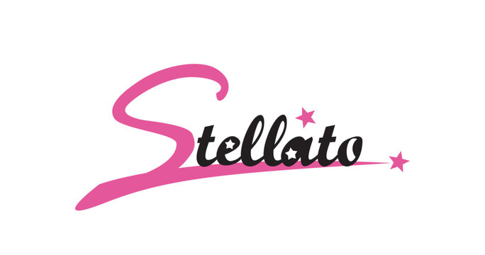 jewelry store logo, underlined text, stars, white background, red to black. vector illustration in flat style.