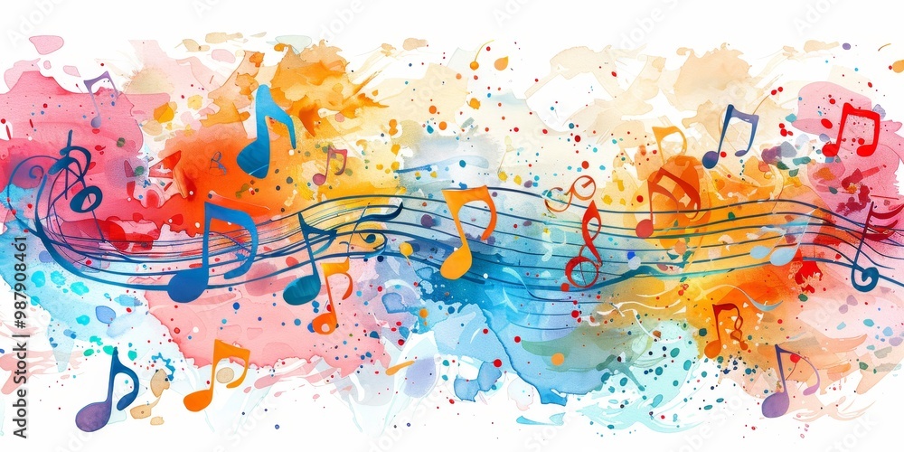 Aufkleber abstract colorful representation of musical notes on a canvas, capturing the energy, creativity, and