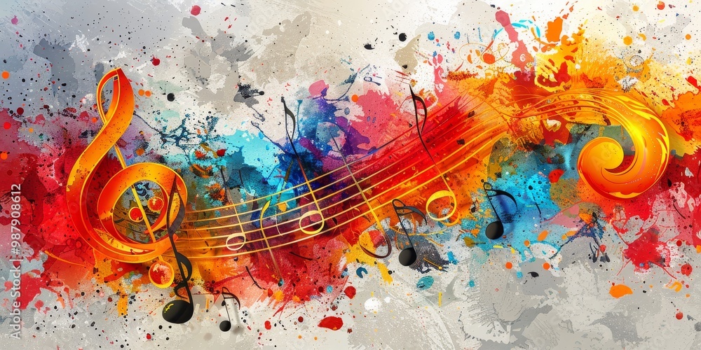 Aufkleber abstract colorful representation of musical notes on a canvas, capturing the energy, creativity, and