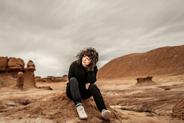 Dramatic Portrait Sand Dune Goblin Valley Utah Desert