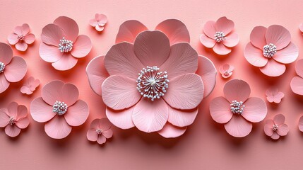 Serene 3D Floral Scene in Soft Pink Tones