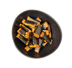 Senbei isolated, kaki no tane rice crackers, japanese crispy snack, sembei, okaki with wasabi, nori