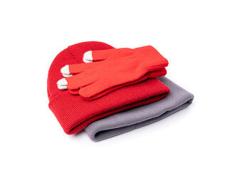 Winter Hat Isolated, Knitted Cap, Beige Winter Hat on White Background