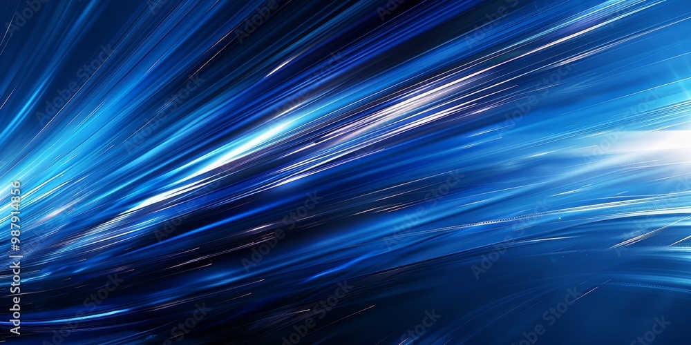 Aufkleber Dynamic blue light streaks create an abstract visual representation of speed and technology, highlighting energy and futuristic motion in a digital landscape.