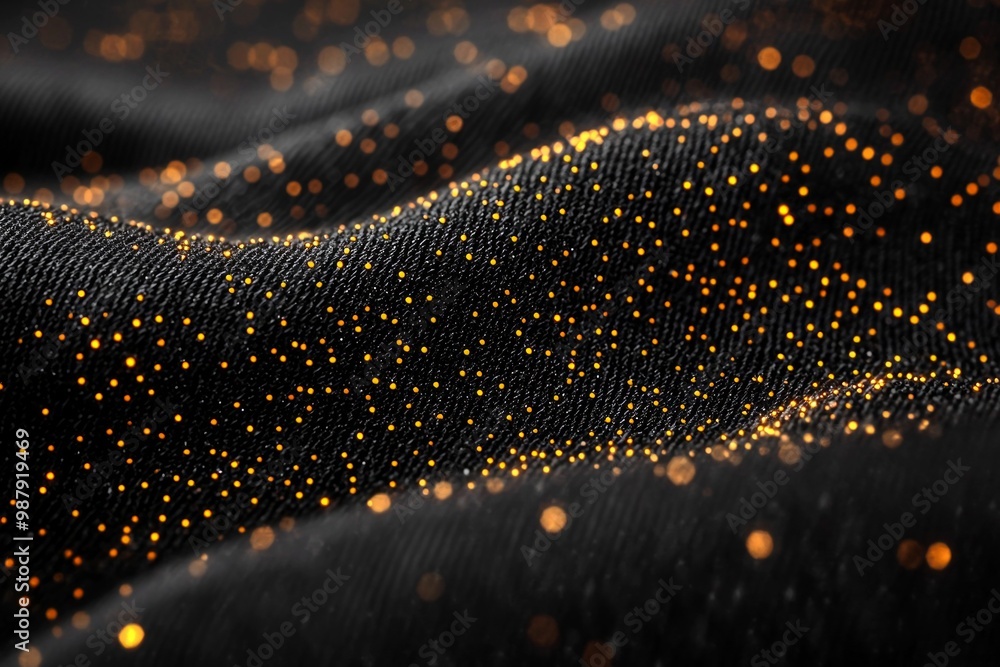 Poster mesmerizing arrangement of tiny orange dots is scattered across a black canvas