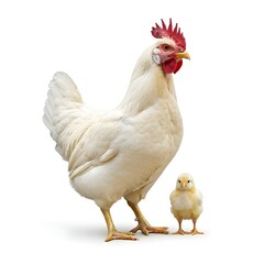Fototapeta premium chicken and Cute little chicken isolated on white background.