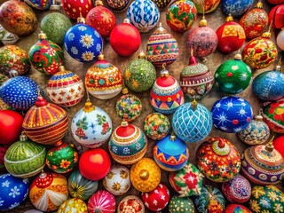 Traditional Slovak Christmas Ornaments in Various Colors and Designs for Festive Holiday Decor