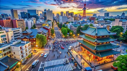 Vibrant Fudschijama in Tokyo's Bustling Streets Showcasing Japanese Culture and Architecture