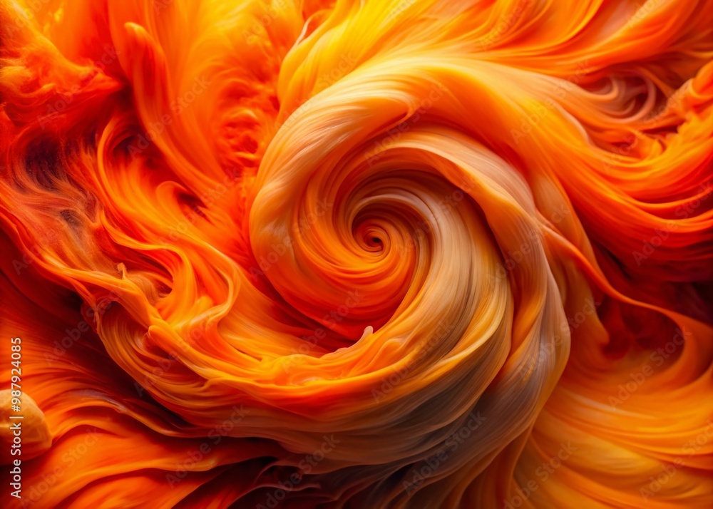 Poster vibrant orange fury: abstract explosion of colorful swirls and textures in dynamic motion