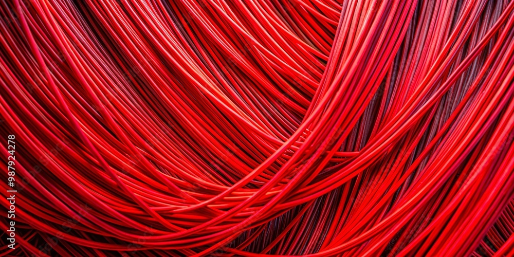 Poster vibrant red lines create dynamic patterns and textures in an abstract artistic composition