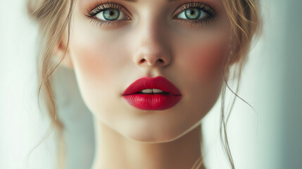 Fototapeta premium Close up portrait of attractive lips of beautiful woman ,close up of a woman lips with lipstick , lips with makeup