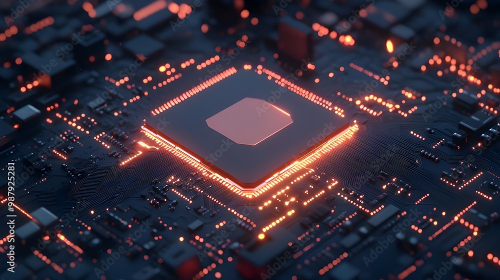Poster seamless integration of advanced ai chip into modern circuit board image