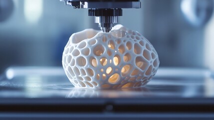 Modern 3D Printing Technology, crafting technique, closeup manufacturing