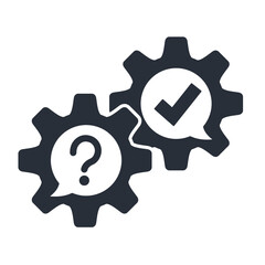 Answer the question with a check mark. A survey of the reaction of speech bubbles.Vector linear icon isolated on white background.