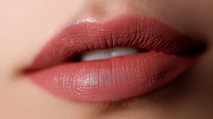 Fototapeta premium Close up portrait of attractive lips of beautiful woman ,close up of a woman lips with lipstick , lips with makeup