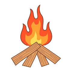 Bonfire Cartoon Style 