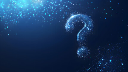 question mark blue neon lighting hologram underwater tech technology ask for help faq digital concept network communication connection net connected points glowing