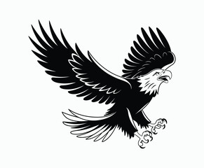 Obraz premium Bald eagle silhouette EPS vector isolated illustration and icon template on a white background