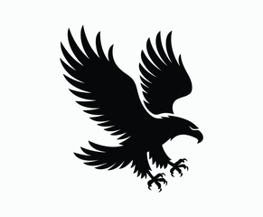 Bald eagle silhouette EPS vector isolated illustration and icon template on a white background