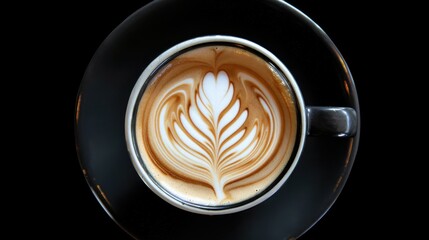 Delicious latte art with heart design in a coffee cup