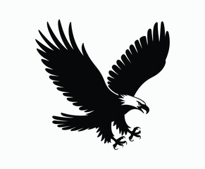 Fototapeta premium Bald eagle silhouette EPS vector isolated illustration and icon template on a white background