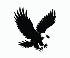Bald eagle silhouette EPS vector isolated illustration and icon template on a white background