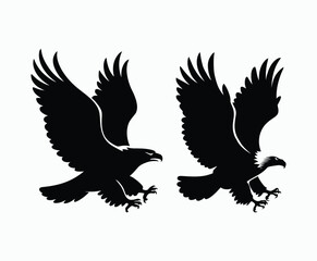 Obraz premium Bald eagle silhouette EPS vector isolated illustration and icon template on a white background