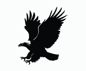 Obraz premium Bald eagle silhouette EPS vector isolated illustration and icon template on a white background