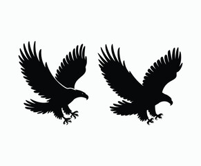 Obraz premium Bald eagle silhouette EPS vector isolated illustration and icon template on a white background